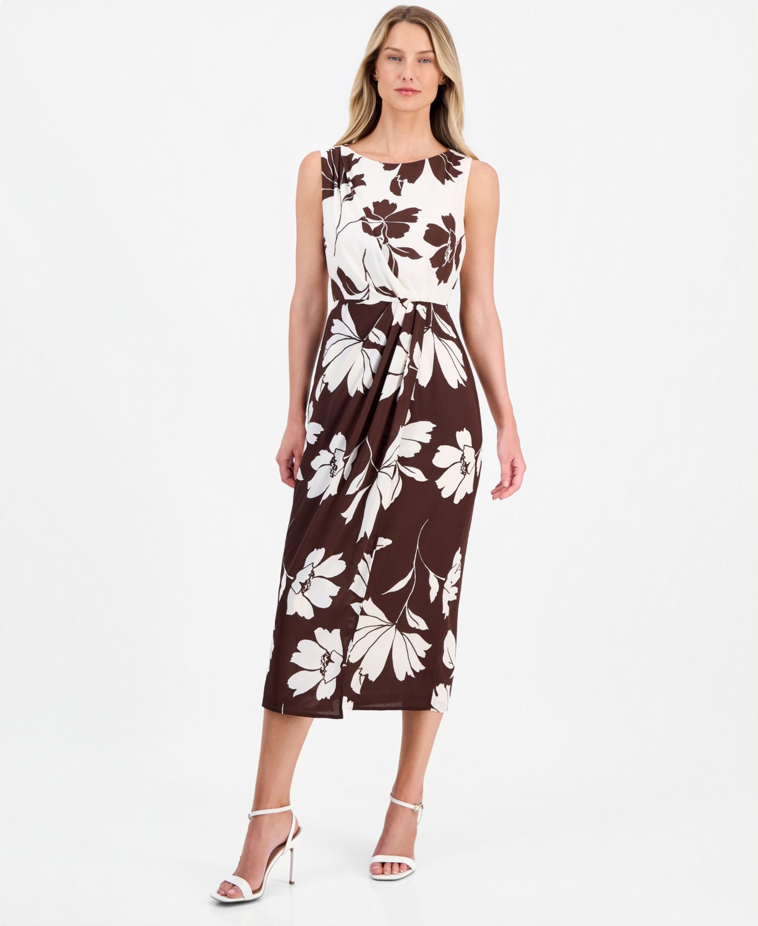 Women's Printed Sleeveless Midi Dress