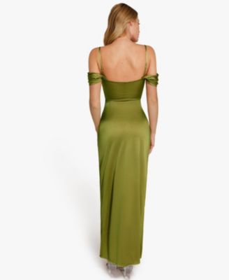 Women's Shapewear Off Shoulder Shine Ruched Sculpting Maxi Dress Wedding