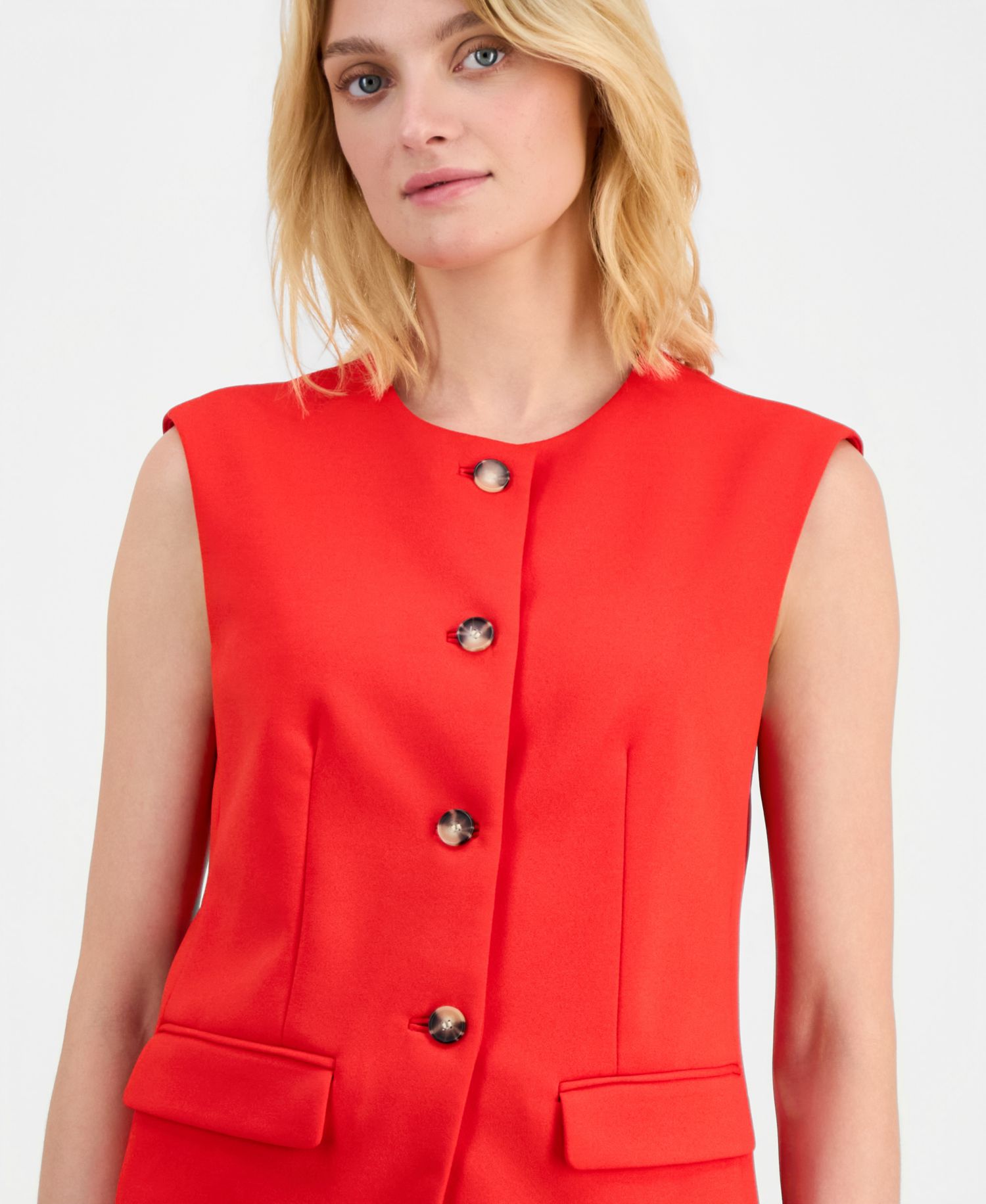 Women's Crewneck Button-Front Vest
