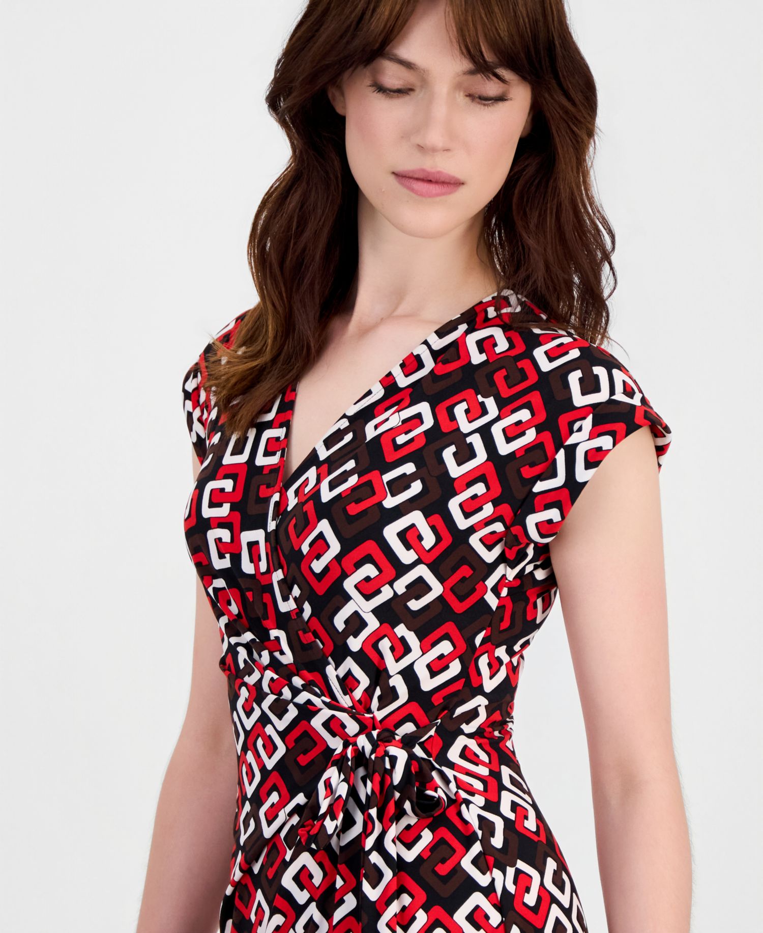 Women's V-Neck Side-Tie Cap-Sleeve Dress