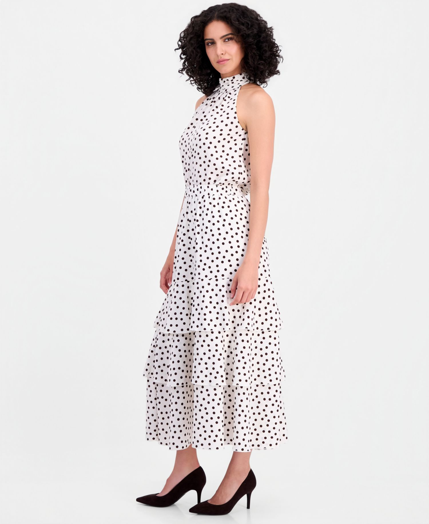 Women's Polka-Dot Pull-On Tiered Skirt