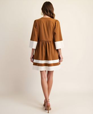 Women's Fit & Flare Contrast Trim Mini Dress
