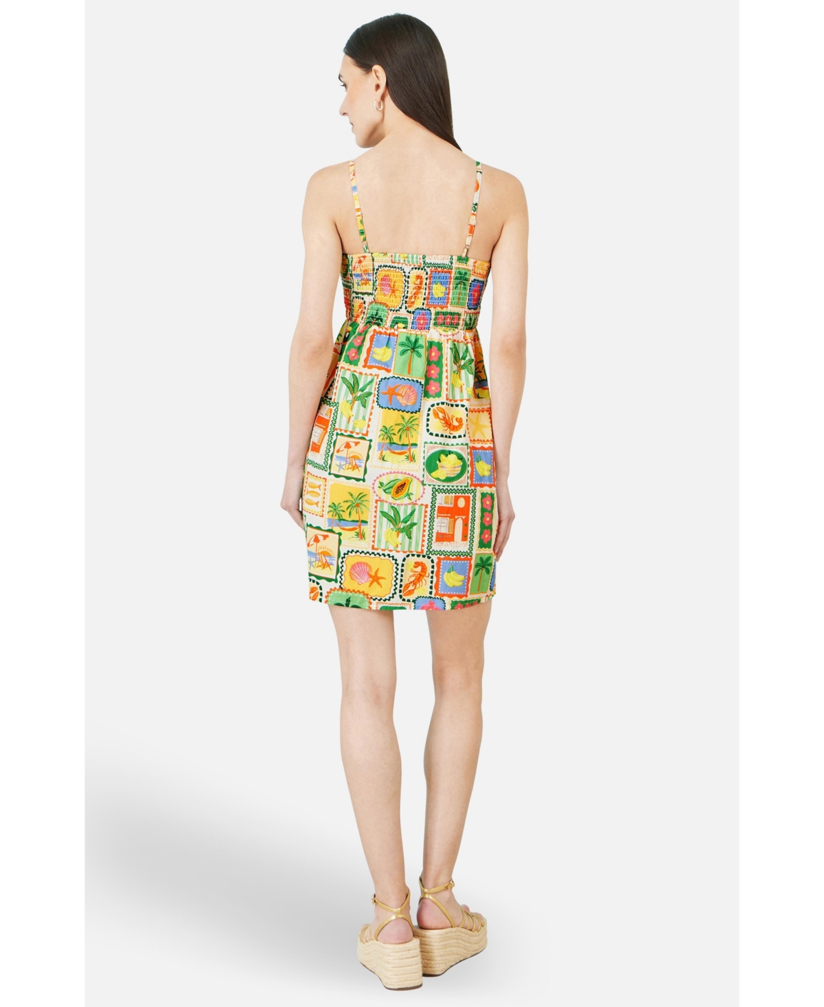 Yumi Women's Postcard Print Mini Sun Dress