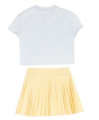 Girls' 7-16 Graphic T-Shirt and Pleated Active Tennis Skort, 2-Piece Set