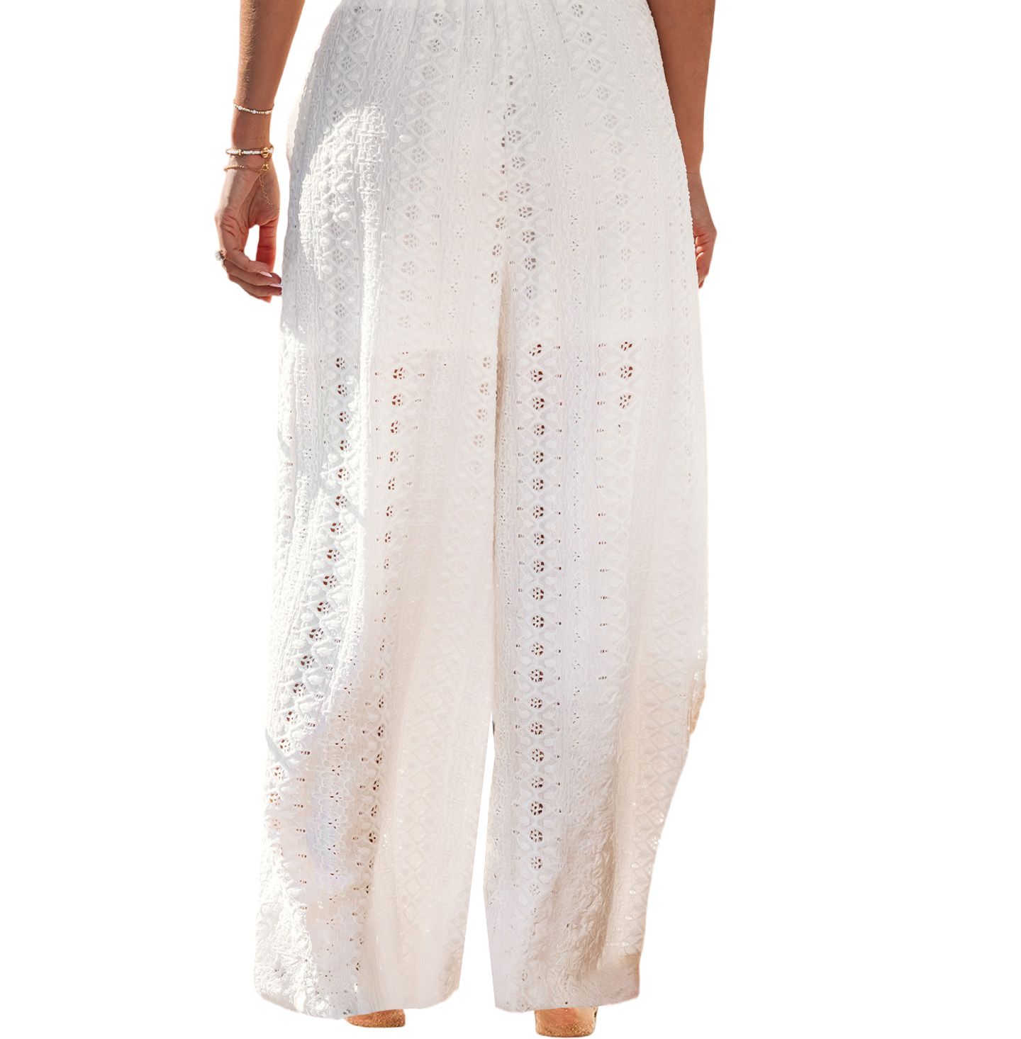 Женские брюки Cupshe Pull-On Wide Leg Long Pants with Comfortable Fit, цвет: Белый — фото 3