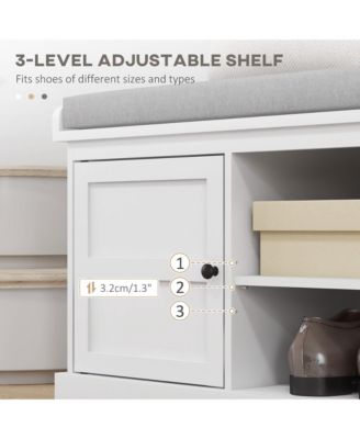 Shoe Bench, Storage Bench with Padded Seat, 2 Cabinets and Adjustable Shelf for Entryway, Hallway and Living Room