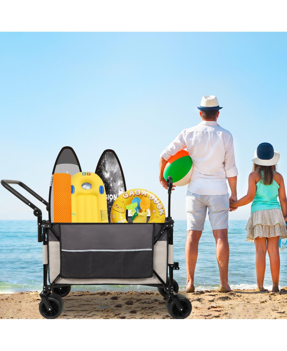 Rainsken Multi-Functional Push-Pull Folding Wagon Cart