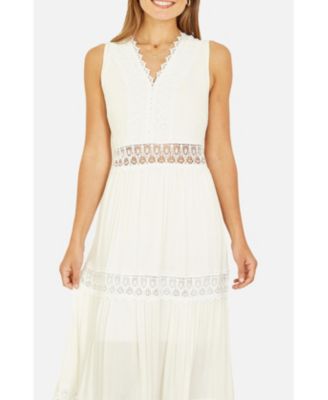 Women's Lace Trim Cotton Maxi Sun Dress