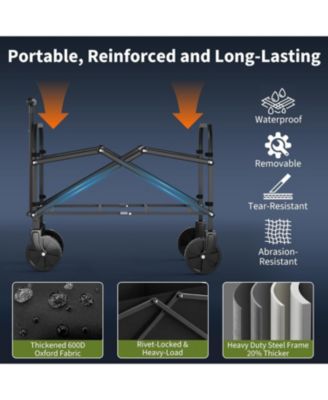 Mini Foldable Utility Wagon, All-Terrain Wheels, Adjustable Handle, 240 Lbs Capacity, Portable for Shopping, Camping & Garden, 120L