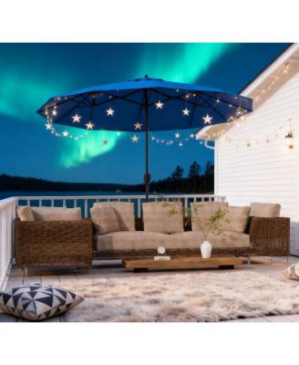 Outdoor Umbrella,Double-sided Patio Umbrella,with Push Button Tilt and Crank,3 Air Vents and 12 Ribs