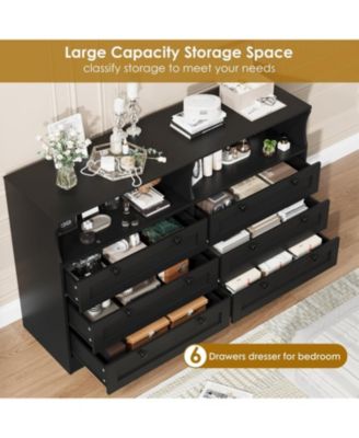 6 Drawer Dresser for Bedroom , 55" Wide Chests of Drawers Dresser TV Stand for 55 Inch TV, for Living Room