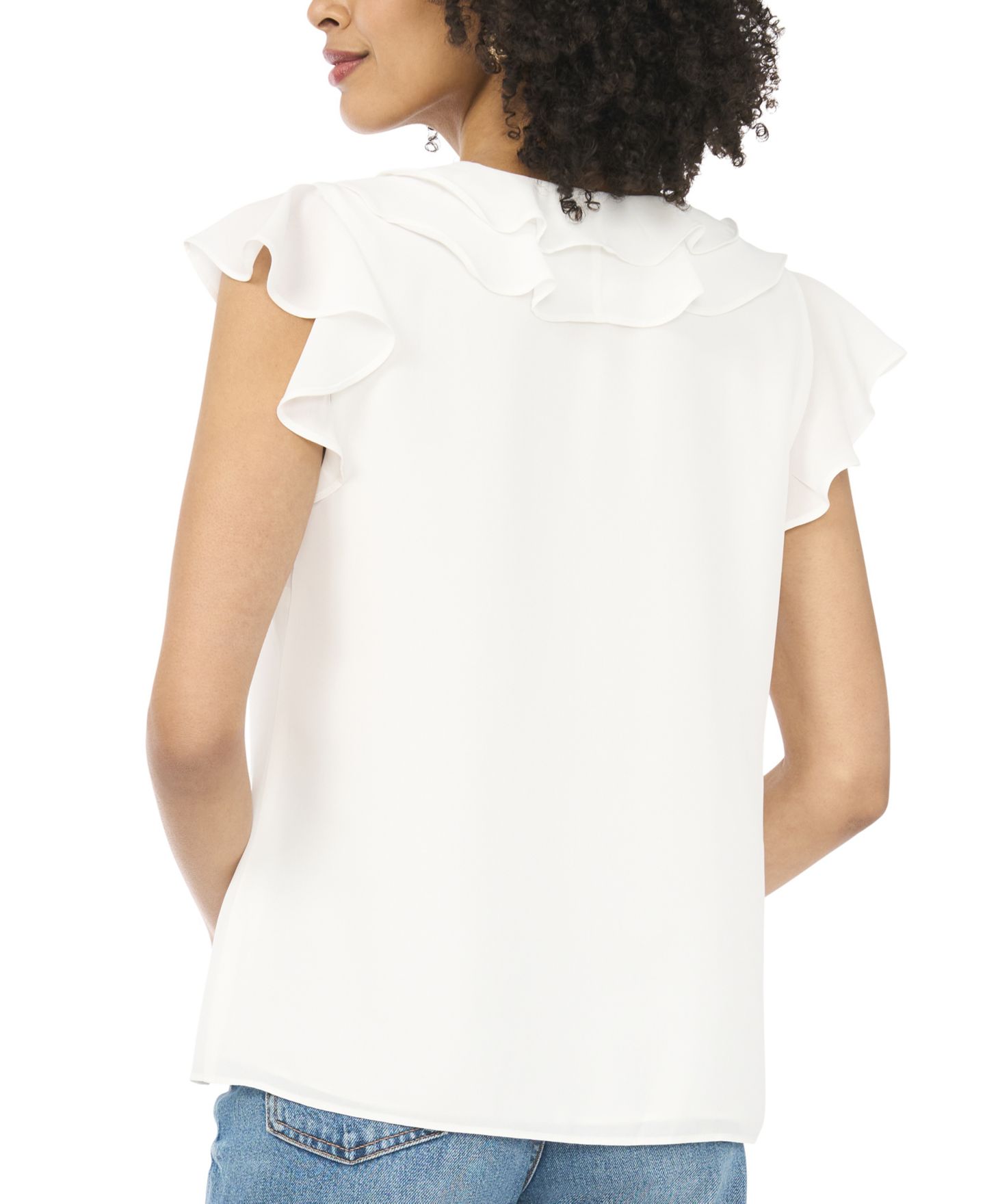 Женский топ Sam & Jess Short Flutter-Sleeve V-Neck, цвет: Слоновая кость — фото 3