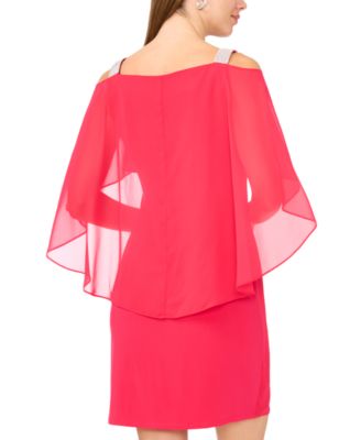 Petite Ruched Cape Dress
