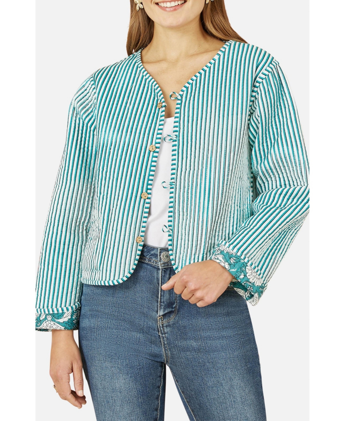 Yumi Women's Floral Patchwork Reversible Jacket