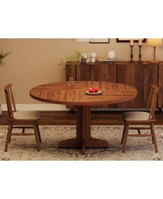 47 Inch Round Dining Table for 4-6 People,with Wooden Tabletop and Legs