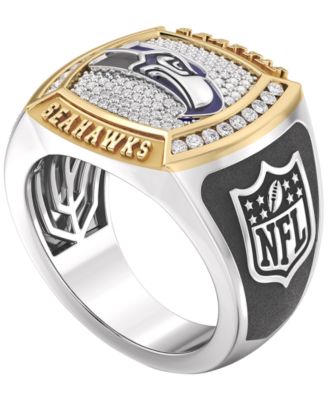 Men's Diamond Ring (3/8 ct. t.w.) in Sterling Silver with Gold Over Silver and Enamel