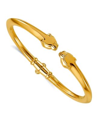 Solid 18k Gold Panther Head Hinged Cuff Stackable Bangle Cuff Bracelet