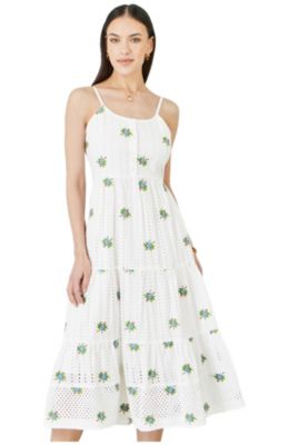 Women's Embroidered Broderie Midi Sun Dress