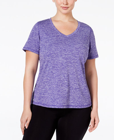 Ideology Plus Size Essential V-Neck Performance T-Shirt, Only at Macy's