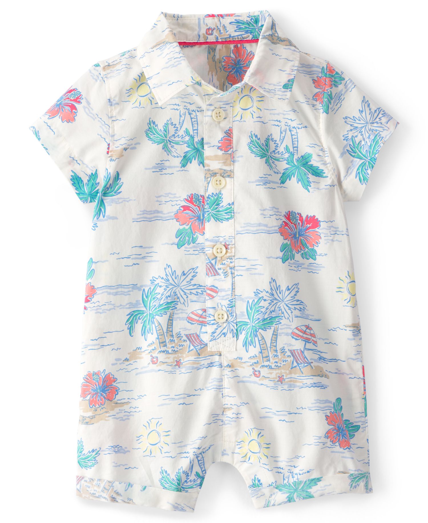 Baby Boys' Tropical Beach Short-Sleeve Romper