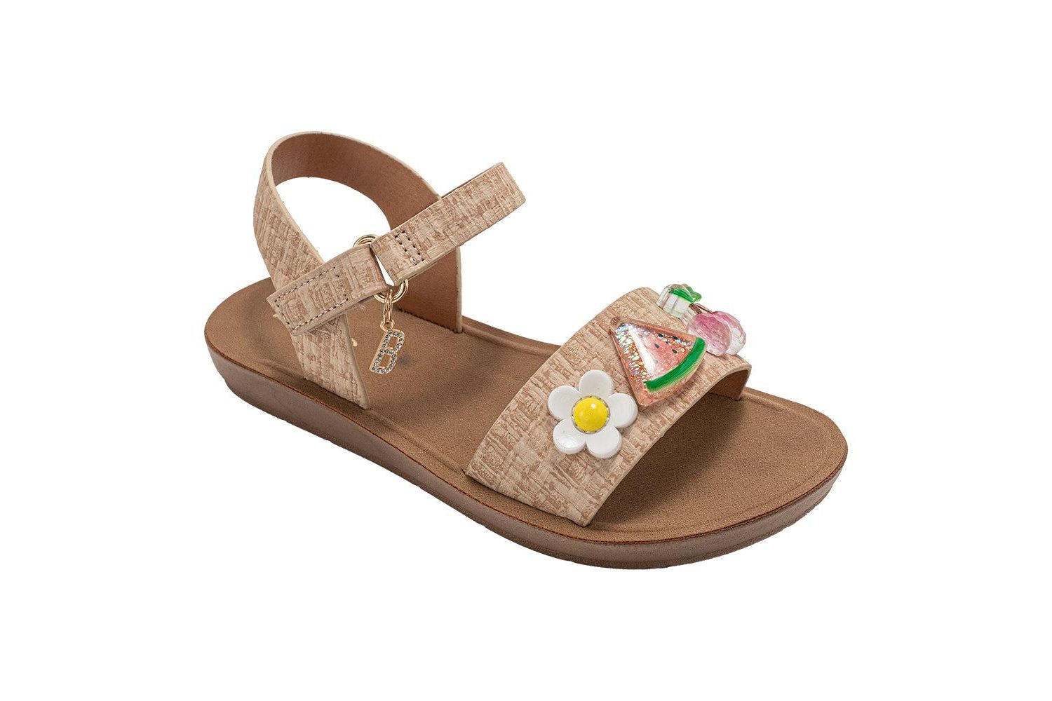 Little Girls Fashion Sandals - Comfy Dressy Shoes with Fruit and Flower Charms