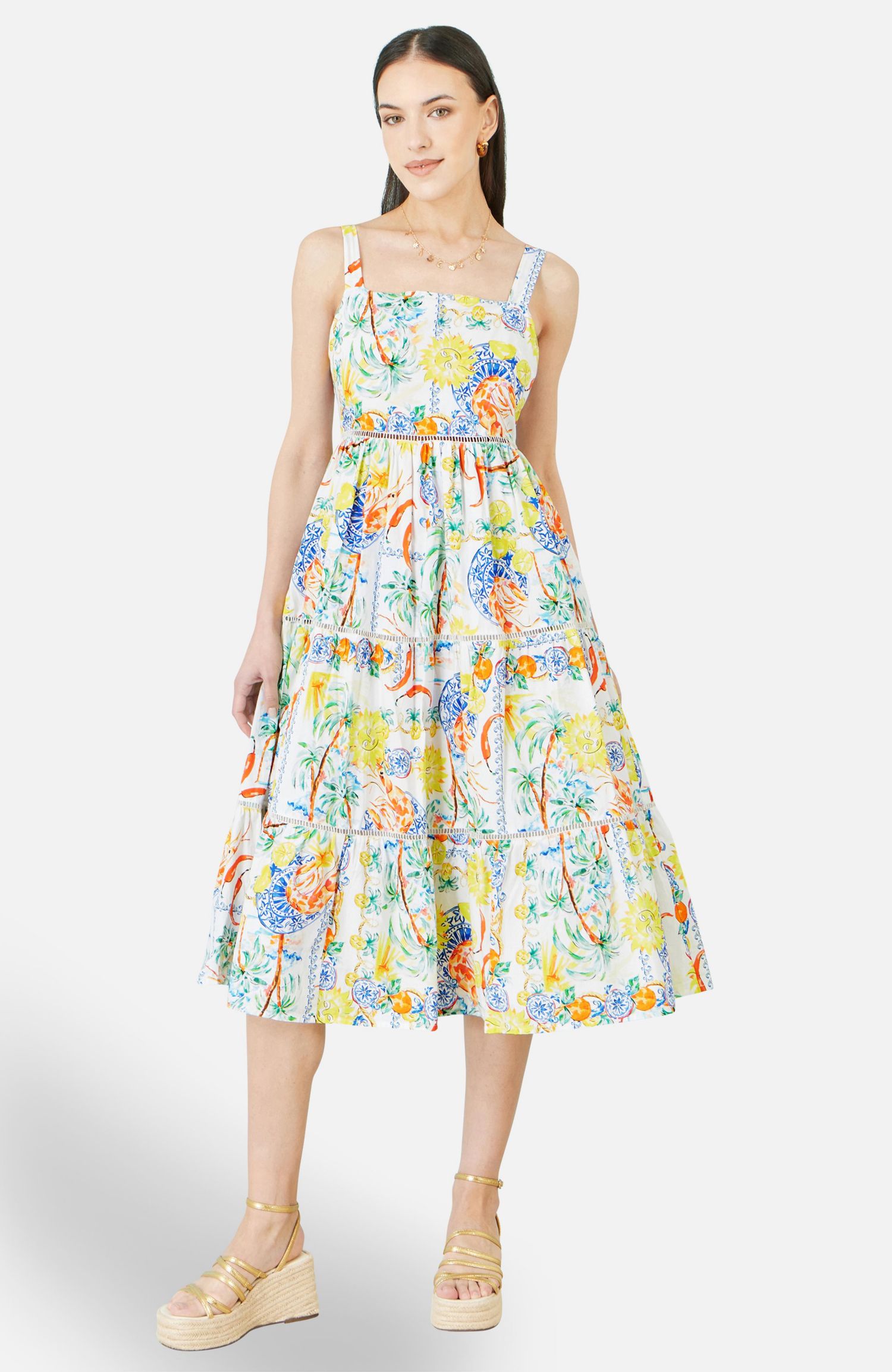 Women's Print Cotton Midi Sun Dress