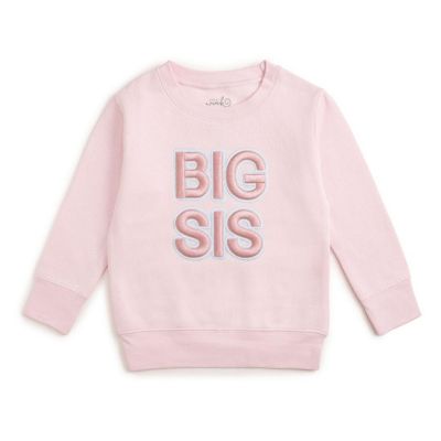 Little Girls Big Sis Embroidered Patch Sweatshirt