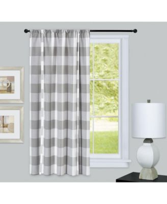 Country Farmhouse Rod Pocket Buffalo Plaid Gingham Tie Up Window Curtain Panel