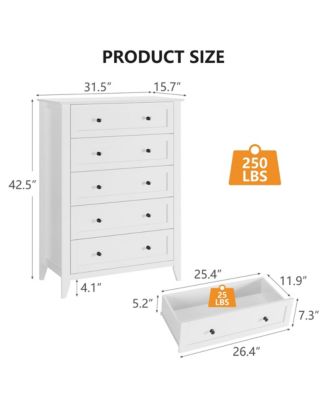 5 Drawers Dresser for Bedroom,Storage Dressers Organizer with Handles & Deep Drawers