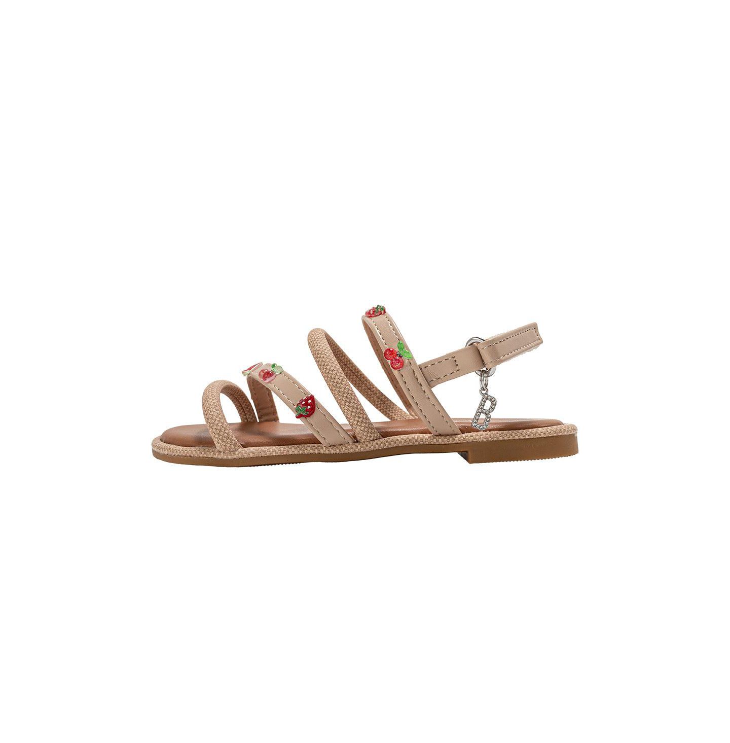 Сандалии Bebe Fashion Sandals - Dressy Shoes with Tiny Fruit Charms and Raffia Embossed Accents для девочек, цвет: Рыжевато-коричневый — фото 4