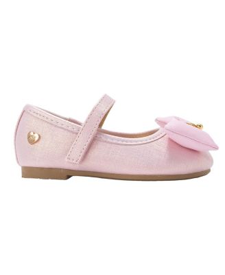 Toddler Ballet Flat with Puffy Bow and Cherry Charm
