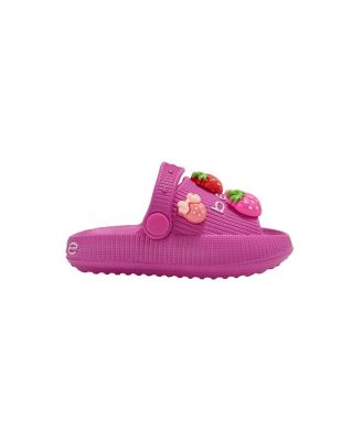 Big Girls Girl's  Lightweight Platform EVA Slides - Slip - On Comfy with Strawberry Charm Accents
