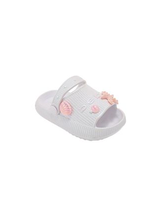 Little Girls Platform EVA Slide with Iridescent Finish and Sea Life Charms