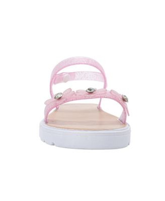 Girls PCU sandal with Glitter Flower snd RS