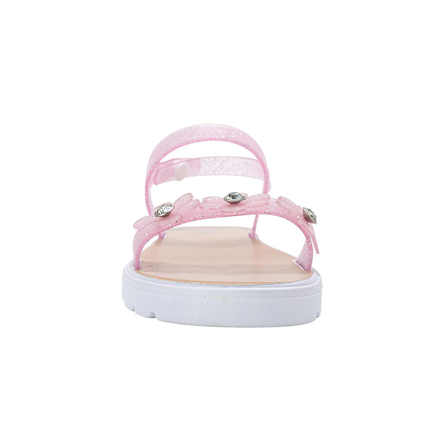 Сандалии Bebe PCU sandal with Glitter Flower snd RS для девочек, цвет: Пудровый — фото 5