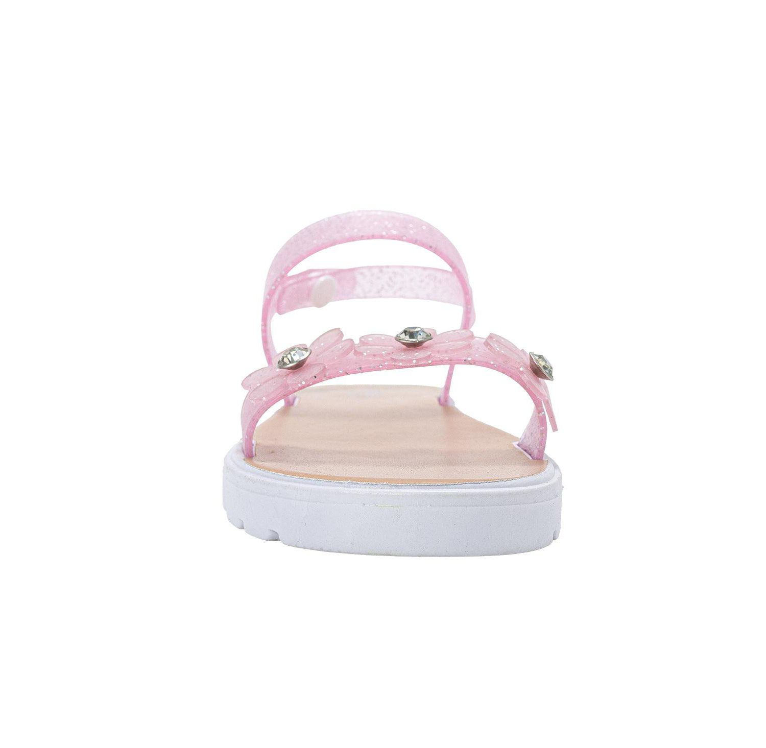 Girls PCU sandal with Glitter Flower snd RS