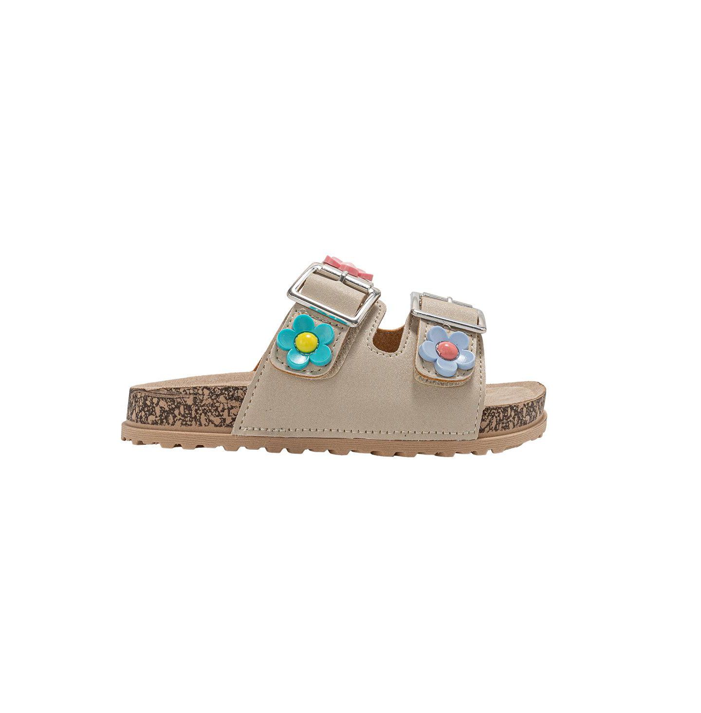 Сандалии Bebe Footbed Sandals - Lightweight and comfy, with Adjustable Buckles and Colorful Floral Charm Accents для девочек, цвет: Рыжевато-коричневый — фото 2