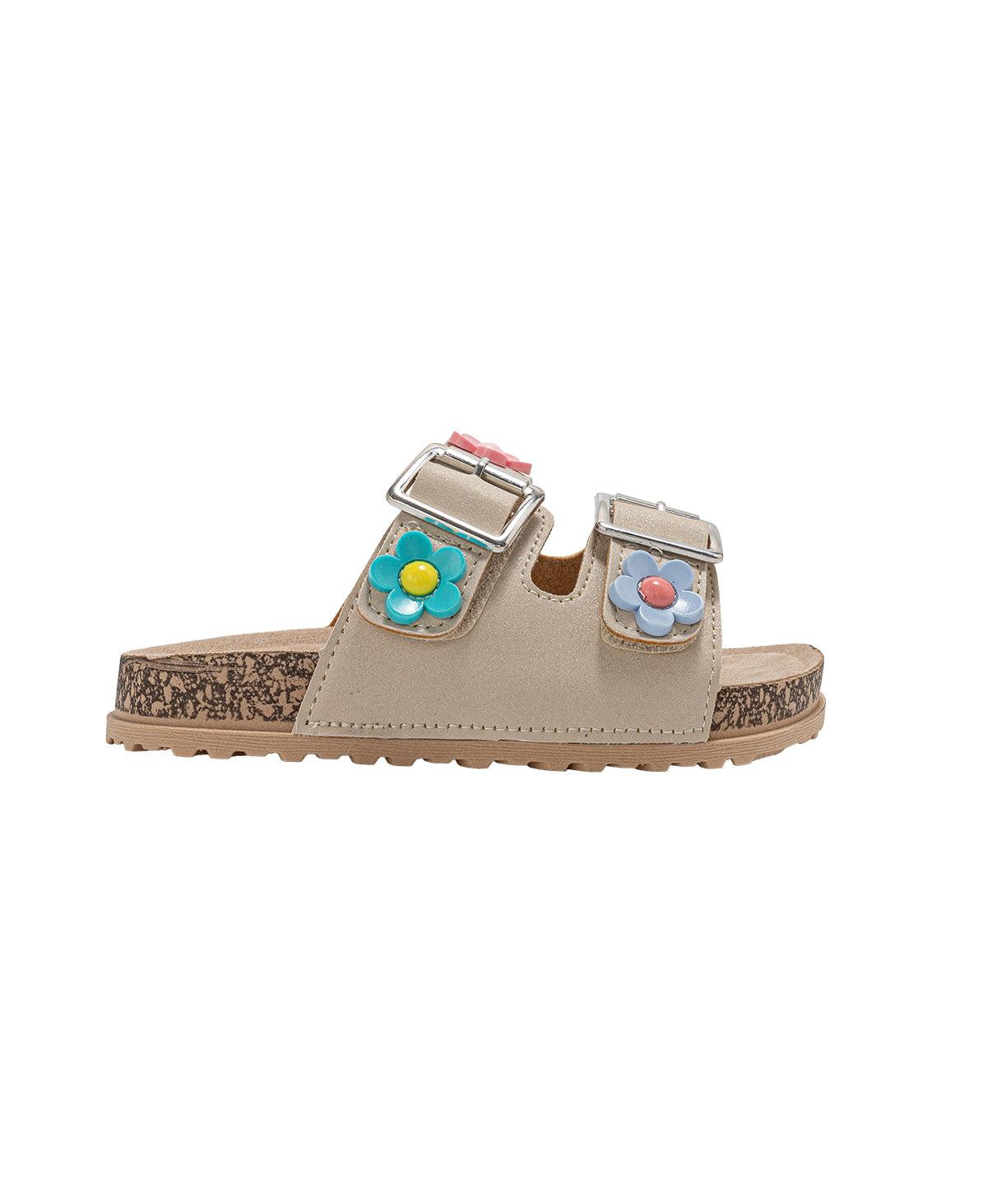 Bebe Big Girls Footbed Sandals - Lightweight and comfy, with Adjustable Buckles Colorful Floral Charm Accents