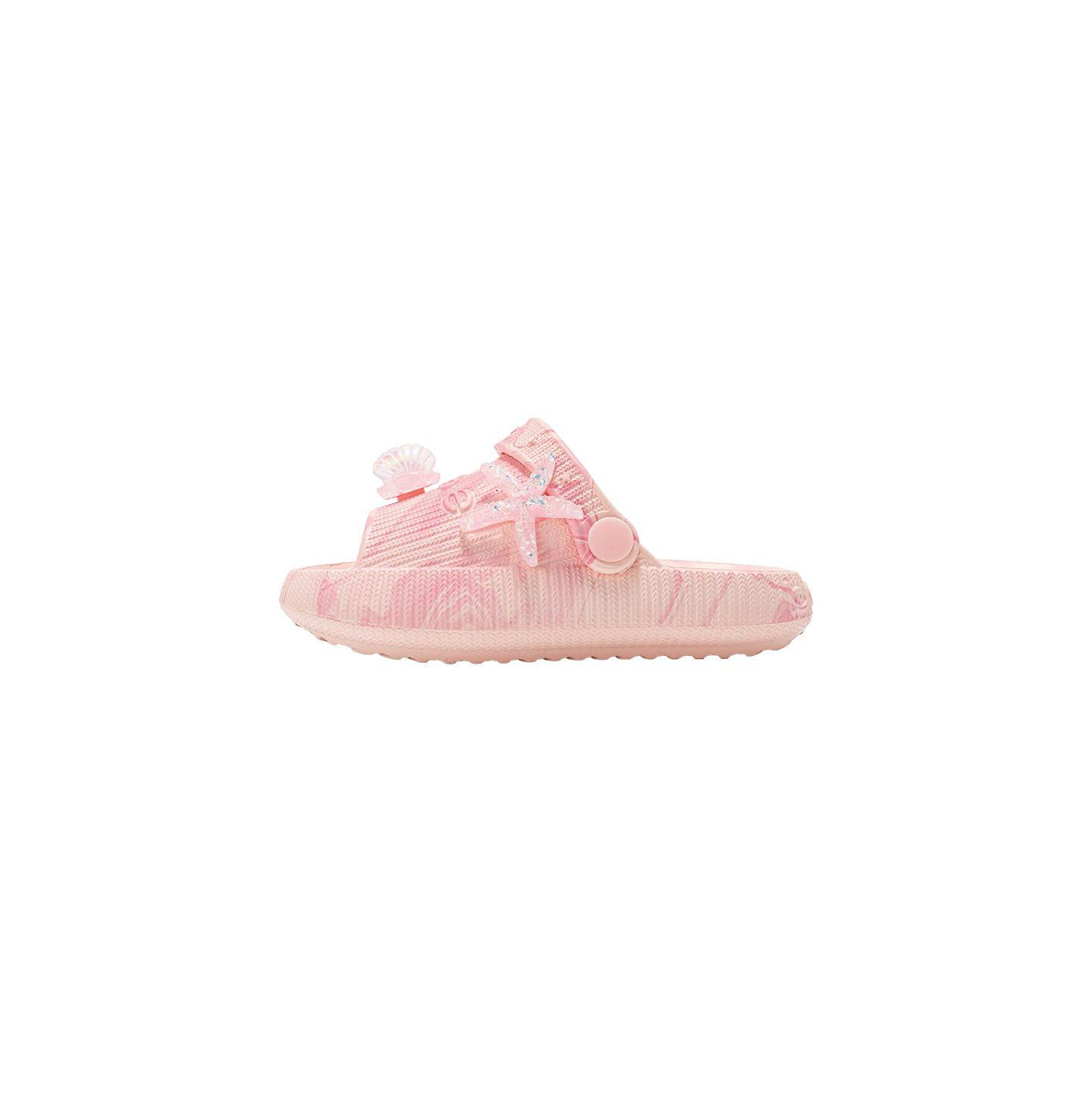 Детские шлёпанцы Bebe из EVA с мраморным принтом и подвесками, для девочки, цвет: Пудровый — фото 3