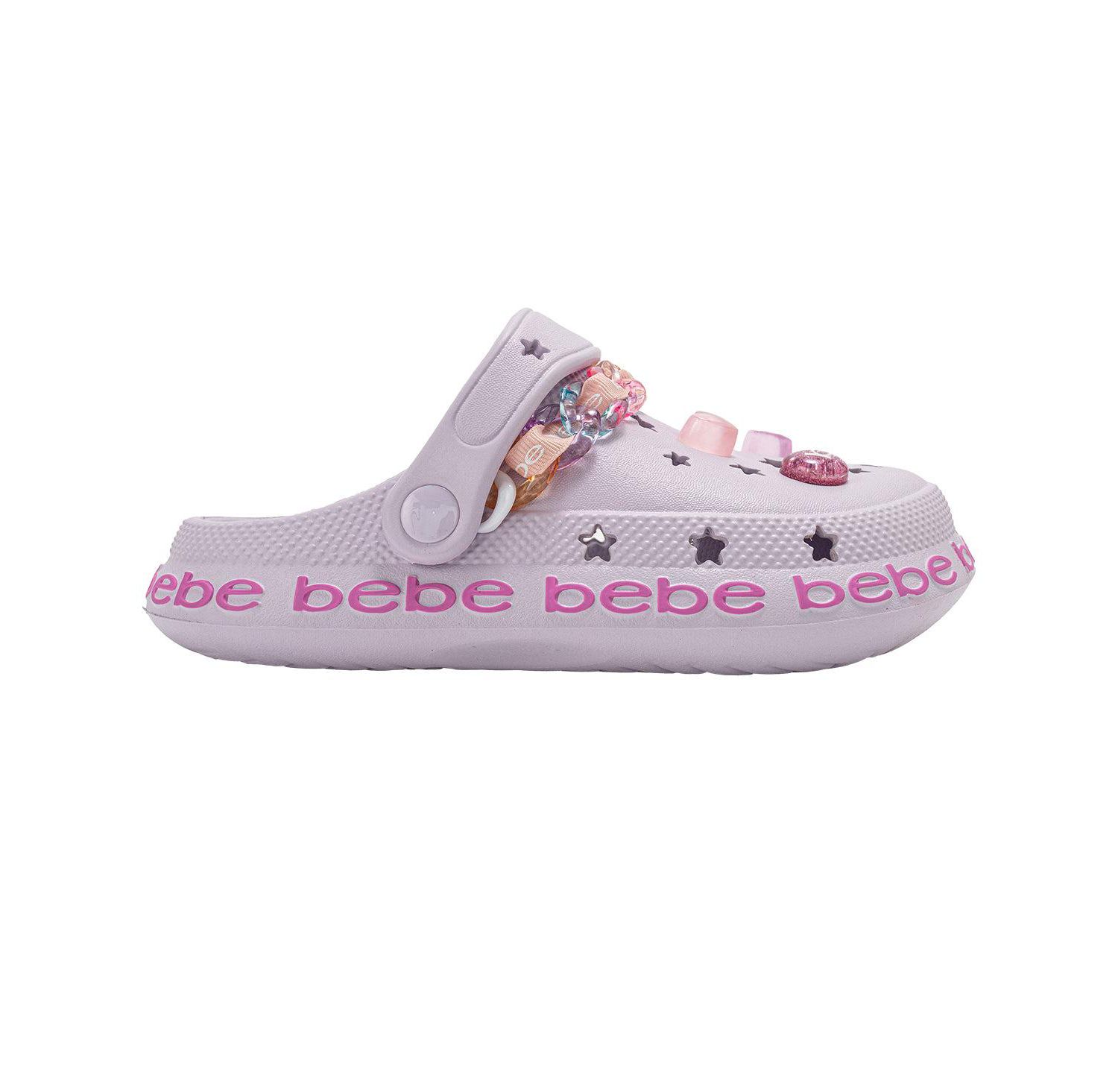 Little Girls EVA Clog with Chain with Logo Grosgrain Ribbon and Charms