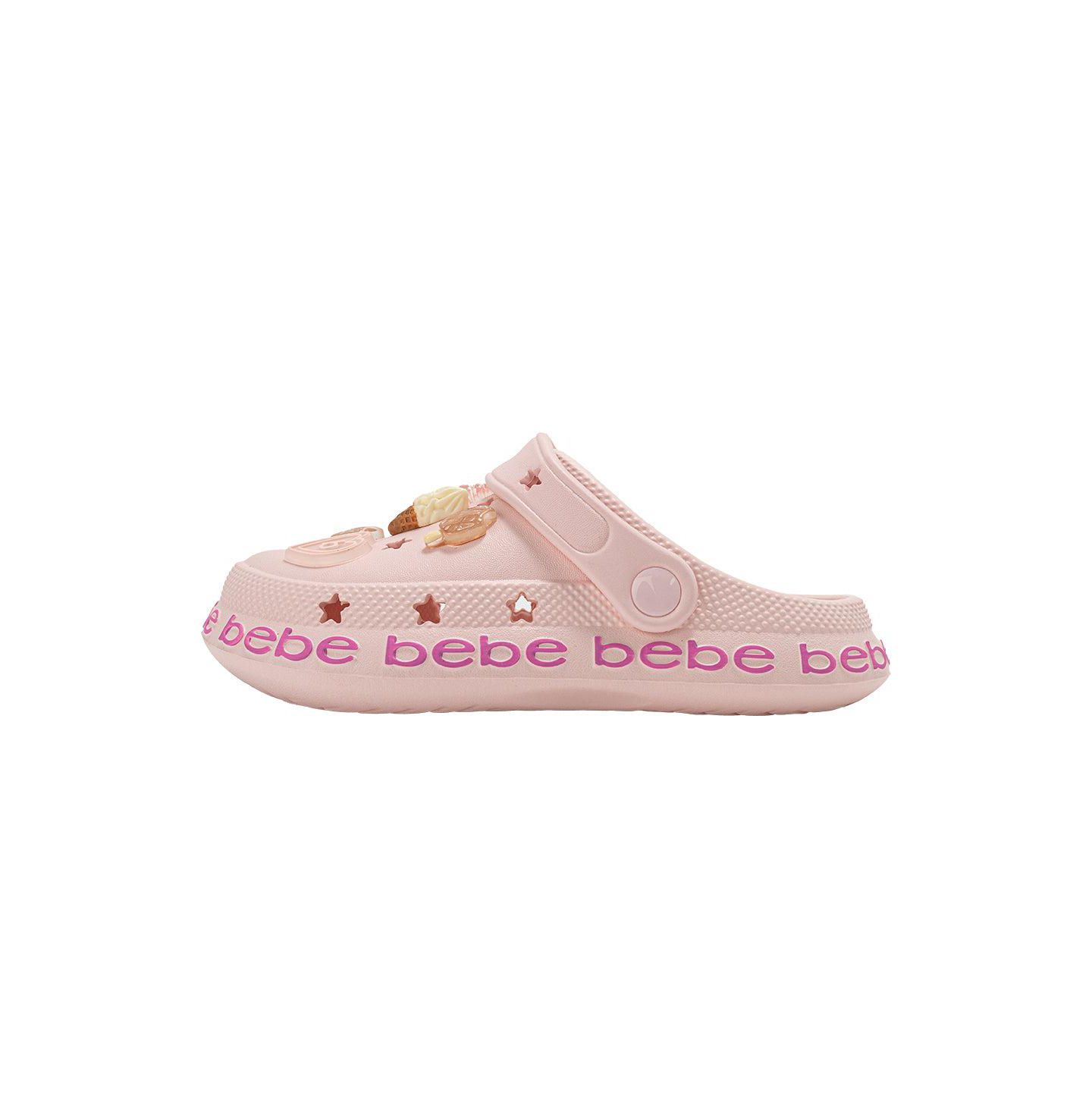 Сабо Bebe EVA Slip - On with Treat and Logo Charms Clogs для девочек, цвет: Пудровый — фото 5