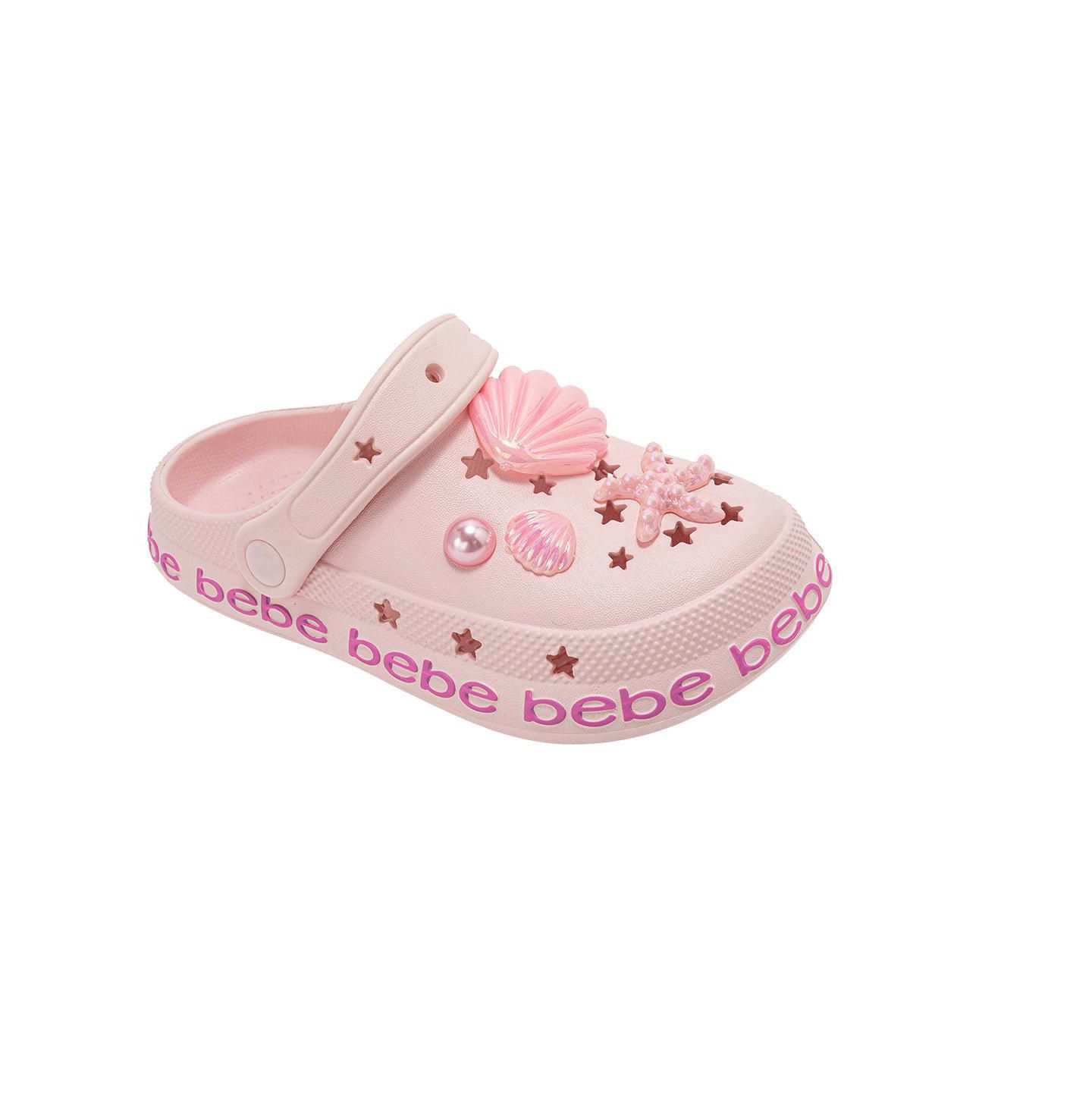 Сабо Bebe Lightweight EVA Clogs Slip - On Comfy Shoes with Sea Life Charms для девочек, цвет: Розовый — фото 1