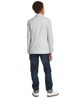 Boys' 8-20 Textured Check Sport Front Button Coat