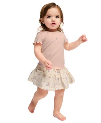Baby Girls' Chunky Rib T-Shirt and Printed Skort, 2-Piece Set