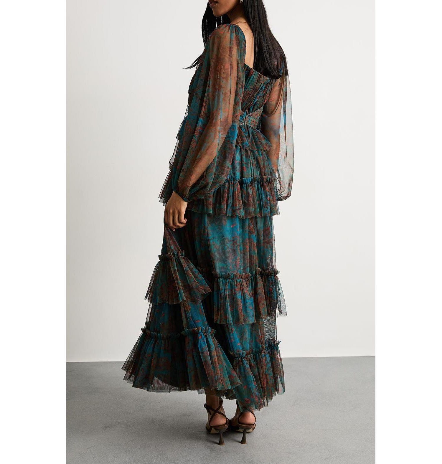 Women's Abstract Print Cut Out Maxi Dress