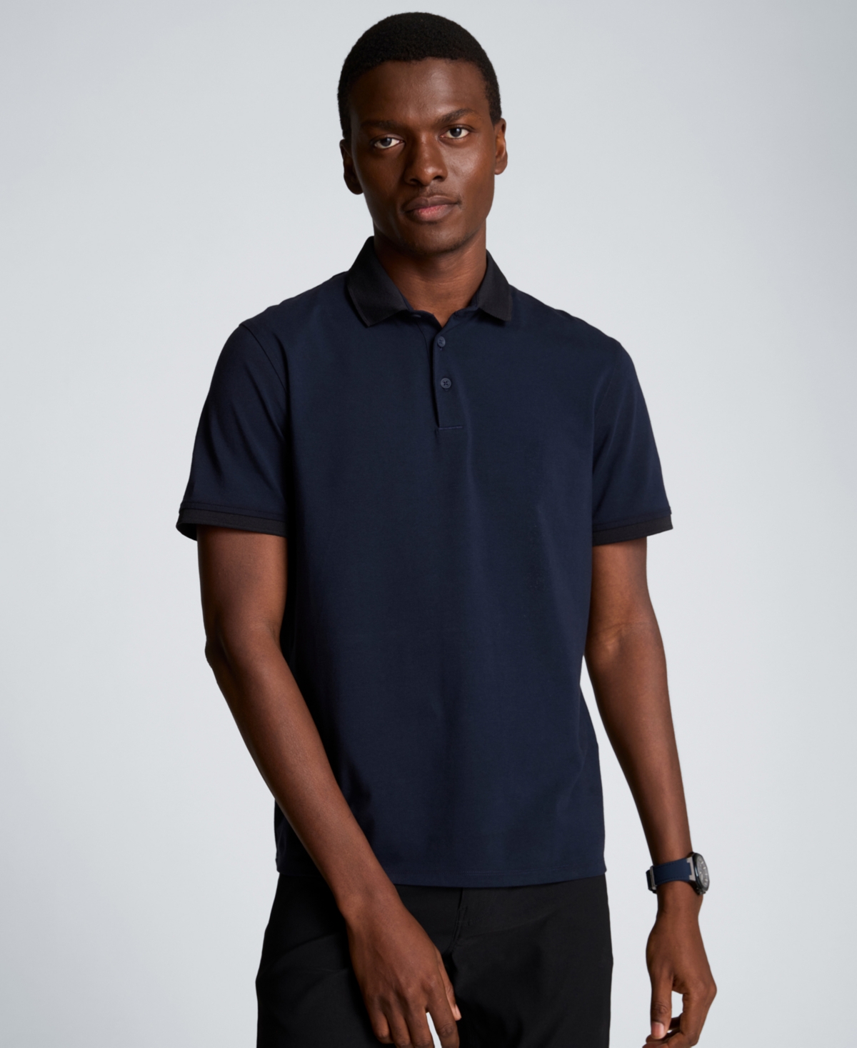 Kenneth Cole Men's Solid Button Placket Polo Shirt