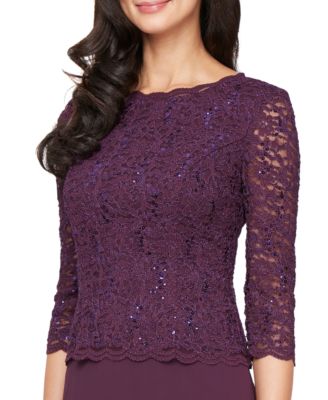 Women's Sequin Embellished Lace Top Gown