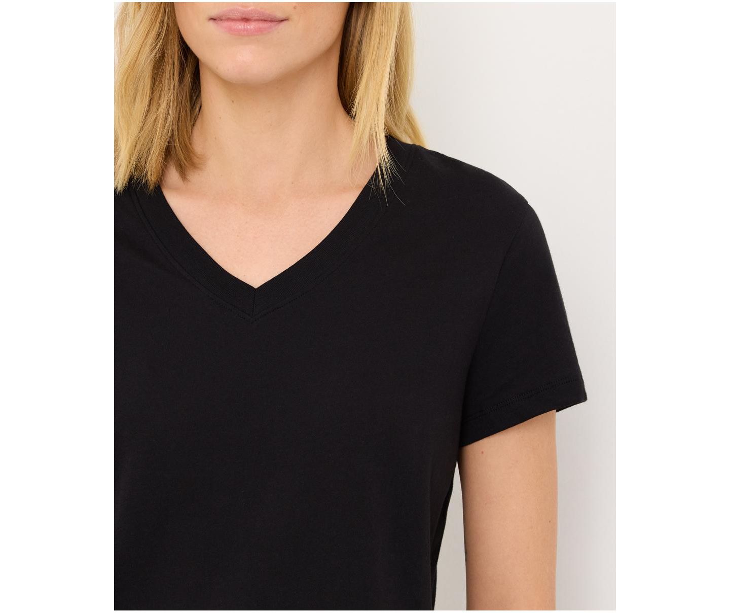 Женская футболка Pact Organic Cotton Essential V-Neck, цвет: Чёрный — фото 2