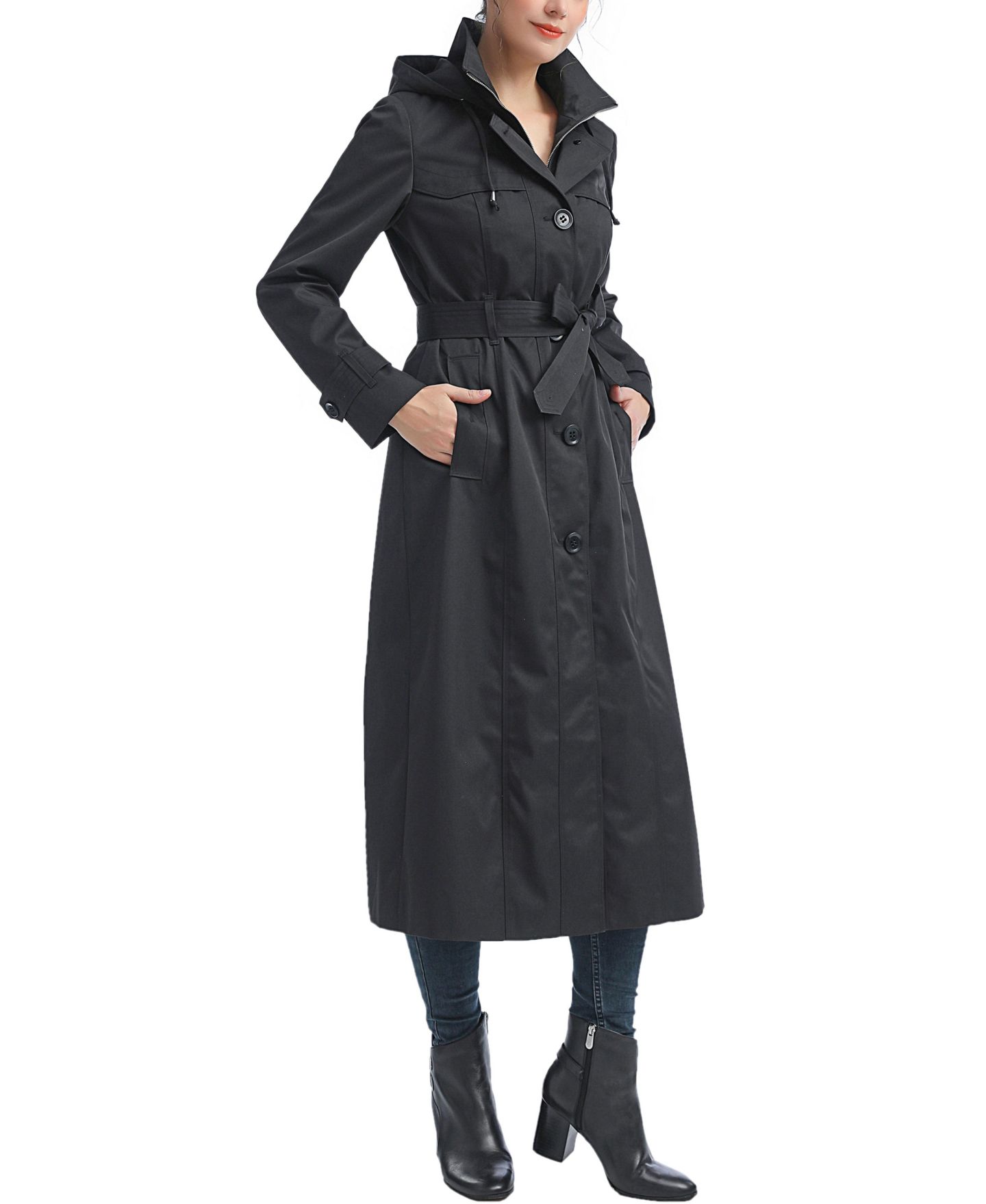 Женское пальто kimi + kai Aine Hooded Long Rain Coat, цвет: Чёрный — фото 5