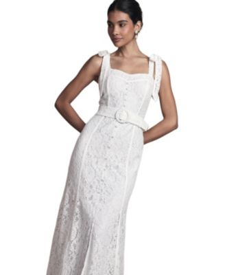 Women's Lace Bow Shoulder Maxi Wedding Dress